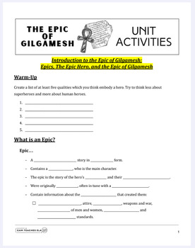 Preview of Epic of Gilgamesh Lesson: Intro to Epic of Gilgamesh Powerpoint + Guided Notes