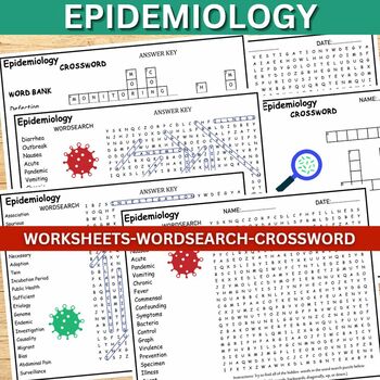 Preview of Epidemiology Worksheets Quiz,Wordsearch & Crossword