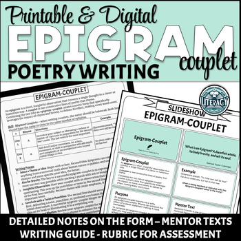 Preview of Epigram-Couplet - Mini-Lesson on Poetry Writing Transforming Epigrams into Poems