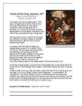 Preview of Epiphany Feast of the Day Worksheet