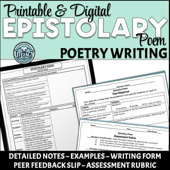 Preview of Epistolary or Letter Poem - Poetry Writing - Lesson with Notes - Any Poetry Unit