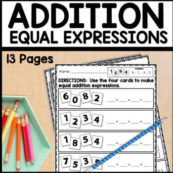 equal expression worksheets addition practice 1st grade tpt