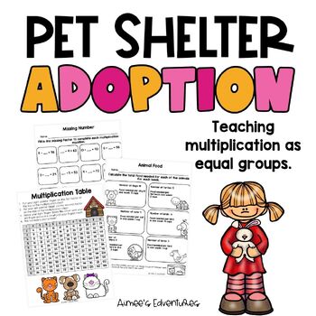 Preview of NO PREP Equal Groups Multiplication | Pet Themed Math Plan | Math Worksheets