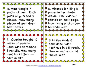 Equal Groups Multiplication Task Cards Common Core 3.OA.1 by Amber Polk