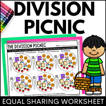Preview of Equal Groups Worksheet - Division Picnic | Equal Sharing Activity