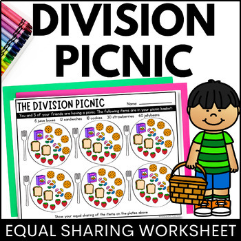 Preview of Equal Groups Worksheet - Division Picnic Equal Sharing Activities 1st 2nd Grade