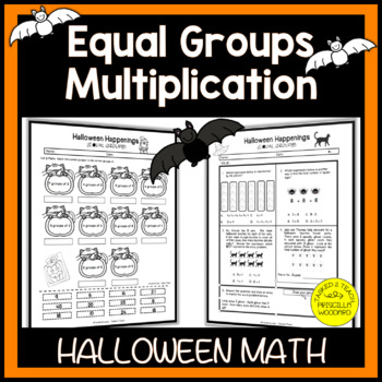 Preview of Equal Groups in Multiplication | 3rd Grade Halloween Math Worksheets and Puzzles