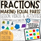 Equal Parts Basic Fractions Worksheets | Geometry Lesson P