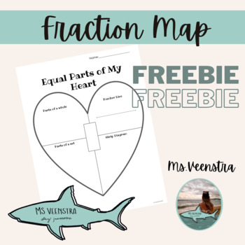 Preview of Equal Pieces of My Heart- Fraction Map FREEBIE