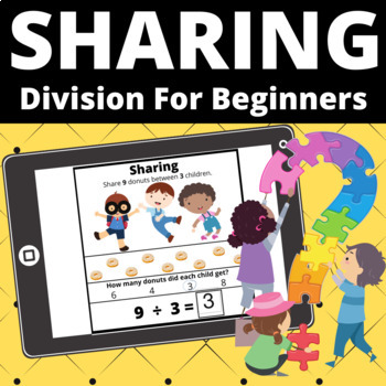 Preview of Equal Sharing Division For Beginners Boom Cards End of Year