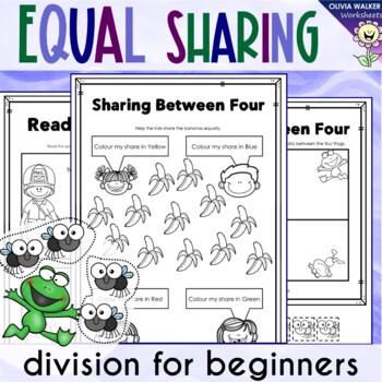 Preview of Equal Sharing  Splitting Numbers Introduction to Division Strategy Worksheets