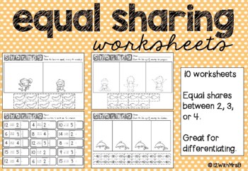 Preview of Equal Sharing Worksheets - division as sharing