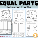 Equal and Unequal Parts | Halves and Fourths Fractions for