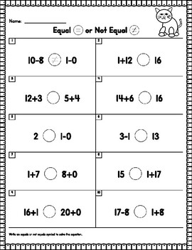 Preview of Equal or Not Equal ( Math Worksheet for kids)