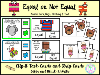 Equal or Not Equal: Picture Clip Cards and Strip Cards by Time2Learn