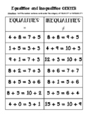Equalities and Inequalities Sorting Center and Recording S