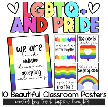 Preview of Equality Pride LGBTQ+ Posters Poster Set Inclusive Welcoming Accepting Classroom