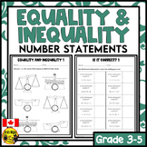Equality and Inequality Worksheets