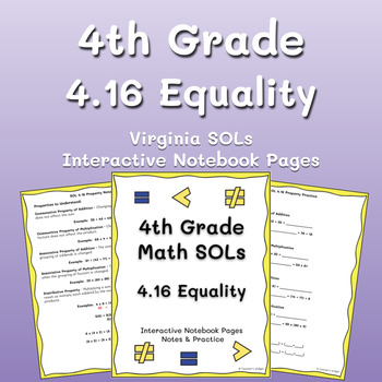 Preview of Equality in Equations Math SOL 4.16 Interactive Notebook