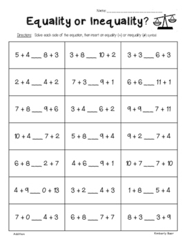 Equality or Worksheet Pack Addition, Subtraction and Mixed