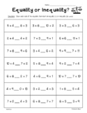 Equality or Inequality Practice Worksheet Pack - Addition,