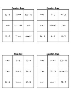 Preview of Equation Bingo