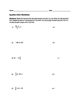 Preview of Equation Chain Worksheet