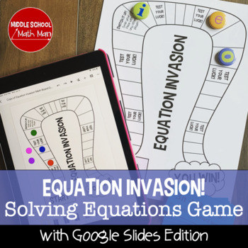 Preview of Solving One and Two Step Equations Board Game | Equation Invasion Activity