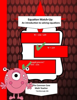 Preview of Equation Match-Up: An Introduction to Solving Equations