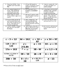 Equation Match-up 6.ee.5, 6.ee.6, 6.ee.7