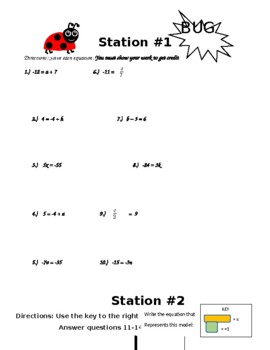 Preview of Equation, Order of operations, Integer Stations and Review