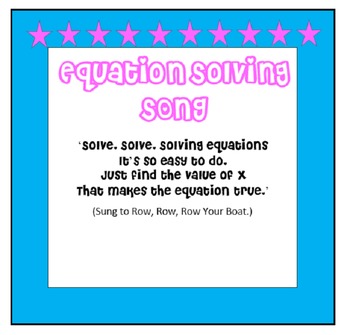 Preview of Equation Solving Song