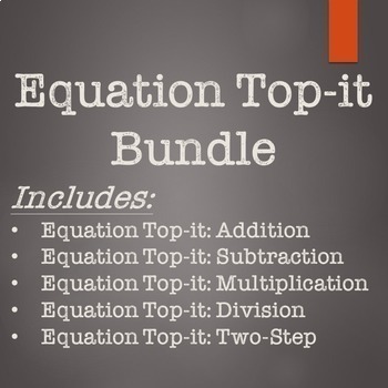 Preview of Solving Equations Top It Math Game Bundle | Solving Equations Activities
