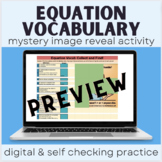 Equation Vocabulary Mystery Image Reveal Activity