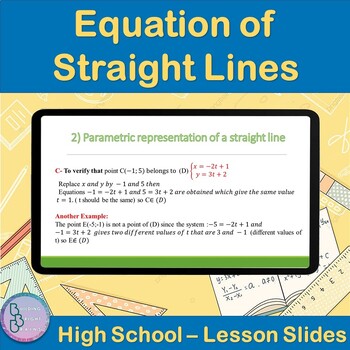Preview of Equation of Straight Lines | High School Math PowerPoint Lesson Slides