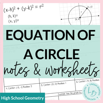 Preview of Equation of a Circle Guided Notes and Worksheets
