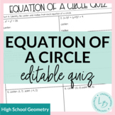 Equation of a Circle Quiz