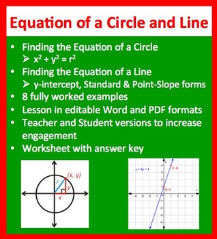 Preview of Finding the Equation of a Line and Circle - Geometry Lesson - Mathematics