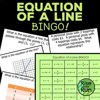 Preview of Linear Equations Bingo Game