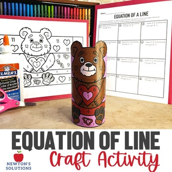 Preview of Equation of a Line Given Point and Slope Valentine's Day Coloring Craft