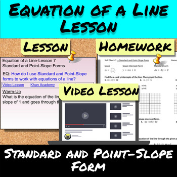 Preview of Equation of a Line-Lesson 7*Optional*-Standard and Point-Slope Forms