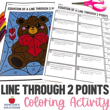 Preview of Equation of a Line Through Two Points Color by Number Valentine's Day Activity