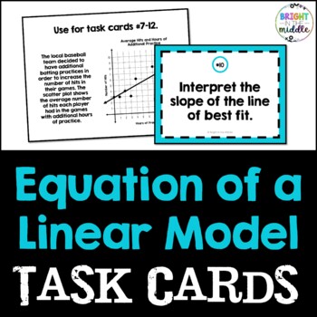 Preview of Equation of a Linear Model Task Cards - Scatter Plots - 8.SP.3