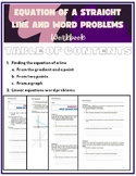 Equation of a straight line and linear word problems Workbook