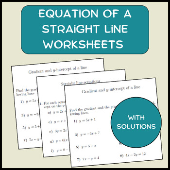 Preview of Equation of a straight line worksheets (with solutions)