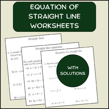 Preview of Equation of straight line Worksheets (with solutions)