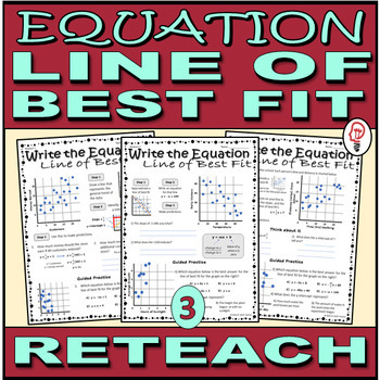 Preview of Equation of the Line of Best Fit - Reteach Worksheets - 8.SP.A.3