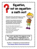 Equation vs. Not an Equation- a math vocabulary activity