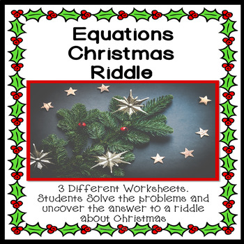 Preview of Equations Christmas Riddle