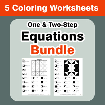 Preview of Equations Coloring Worksheets Bundle